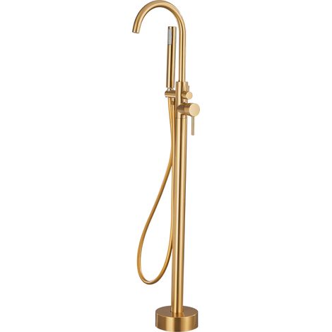 Grifo de bañera exenta oro mate de pie redondo Ebro de Valaz (1/3)