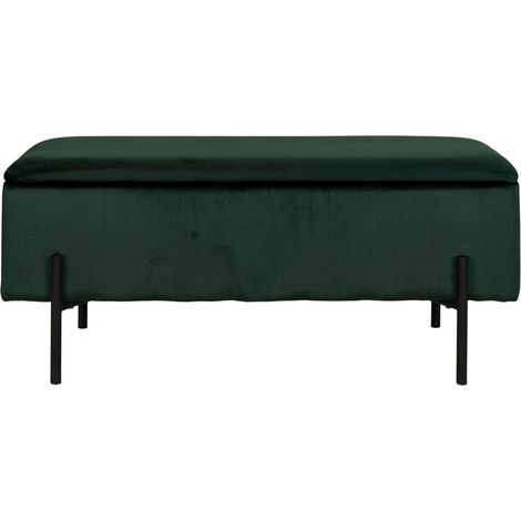 Panchina Watford in velluto verde con vano contenitore, 95 cm