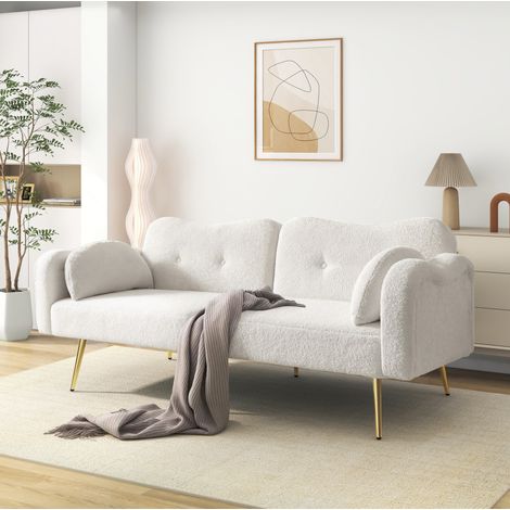 Sofá cama de 2 plazas 155x85.5 cm blanco de espuma con respaldo ajustable (1/5)