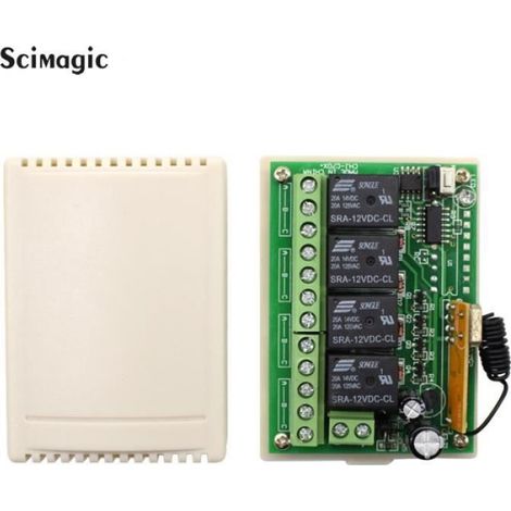 Récepteur RF 433 MHz 12 V 4 CH Sans Fil Compatible Codage 2262 1527 Pour Garage Et Domotique Avec Émetteur (1/4)