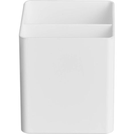 Boîte de rangement en plastique, une boîte de rangement en plastique blanche 8.3 8.3 8.8cm boîte à crayon pour fournitures de bureau pour étudiants boîte de rangement pinceau cosmétique boîte de ran (1/4)