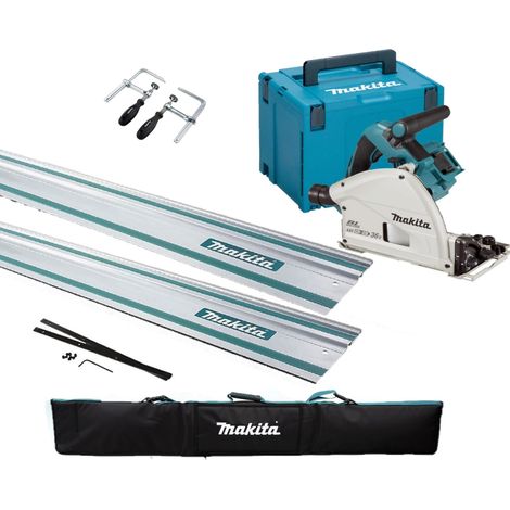 Makita DSP600ZJ 36v Twin 18v Brushless Plunge Cut Circular Saw 2x Guide Rails (1/5)