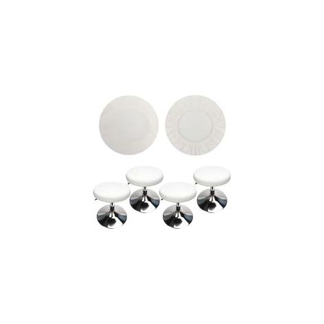 (4 Pièces Blanc)Housse Tabouret Rond Housse Tabouret de Bar, Tissu de Luxe, Diamètre 30-40cm, Extensible, Infroissable, Lavable et Anti-Poussière