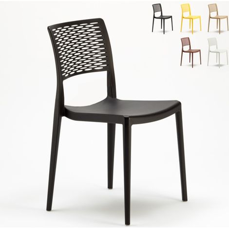 Ahd Amazing Home Design – Chaise empilable en polypropylène 43x49x85 cm – Résistante aux UV – Confortable pour intérieur et extérieur – Nettoyage facile (1/6)