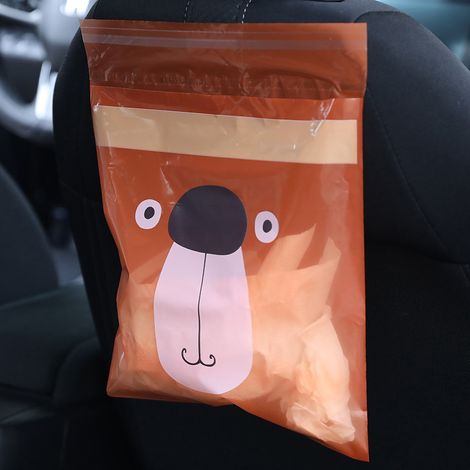 15er-Pack tragbare Auto-Müllbeutel, wasserdichte Einweg-Müllbeutel, selbstklebende wasserdichte Beutel für die Fahrzeug- und Küchenreinigung, Braunbär.