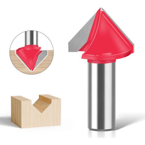 Nutfräser aus Wolframstahl, V-Nutfräser, 90 Grad, 12 mm Schaft, 32 mm Durchmesser, für die Herstellung von 3D-Paneelen, Rot