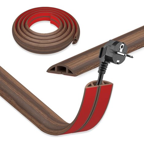 Passage de Cable au Sol, Grain de Bois 6mx30mm Cache Cable Sol, Petit Canal de Câble Flexible, Goulotte Passe Cable, PVC Cache Fil Électrique Sol Auto-Adhésif Montage pour Tous Les Câbles (1/5)