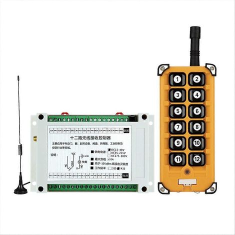 Télécommande RF sans fil 12V-48V pour pont roulant, système de commande à distance industrielle, grue suspendue avec émetteur-récepteur (1/5)