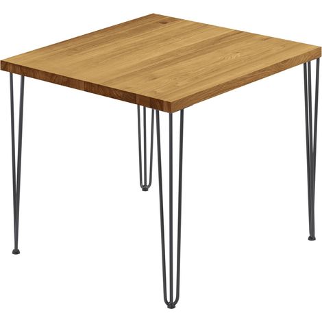 LAMO Manufaktur Esstisch Küchentisch, 60x60x76 cm (AxBxH), Creative, Rustikal / Rohstahl mit Klarlack, LBG-01-A-003-0000Cr
