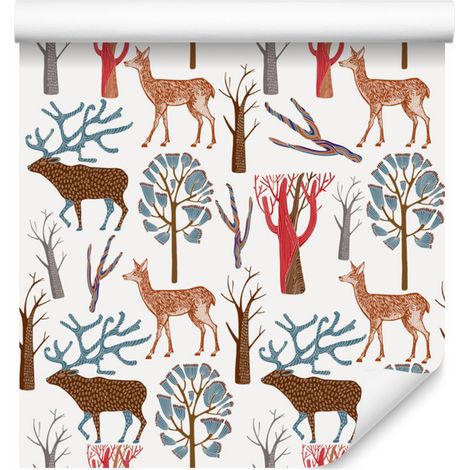 Carta da parati con animali del bosco per soggiorno e camera da letto, 50x1000 cm (1/5)
