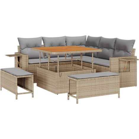 Maison Exclusive - Gartensofa-set mit Kissen 9 pcs Beige und Hell