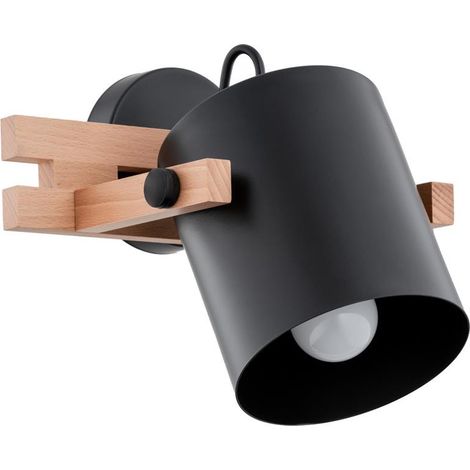 Applique murale noire bois design Fortis 1xE27 15W Alfa