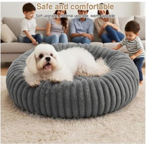 50cm Panier pour Chien Chat Lit Ronde en Forme de Beignet pour Animaux Lit en Peluche Doux Niche Antidérapant Intérieur Lits (1/5)