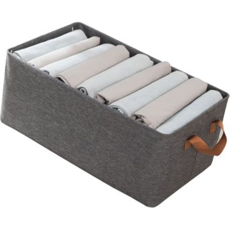 Bac de rangement vêtements pliable cationique organiseur habits avec poignée pour chambre et dressing gris (1/5)