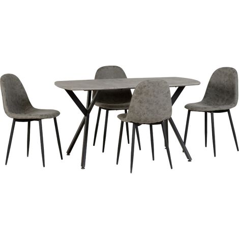 Athens Dining Set Concrete Effect with 4 Grey Chairs (1/5)