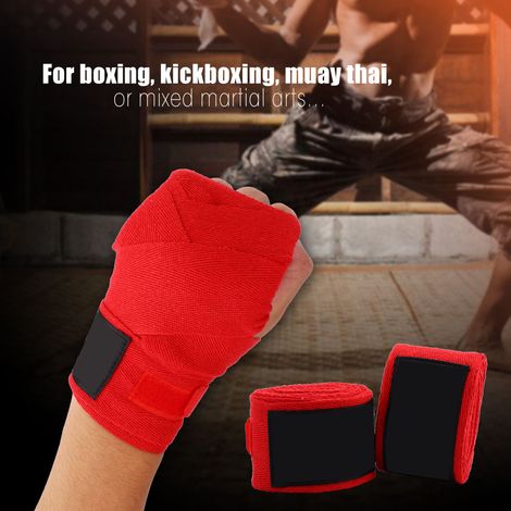 Bandes de boxe, kickboxing et muay thaï pour adultes (1 paire, rouge) (1/5)