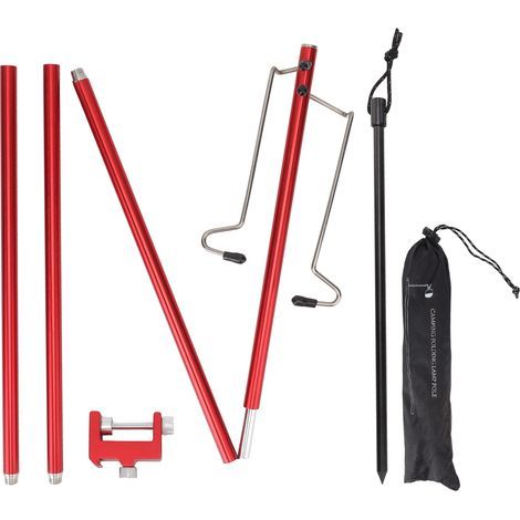 Camping lanterne support Portable léger Camping en plein air en alliage d'aluminium lampadaire lumière suspendu support rouge (1/5)