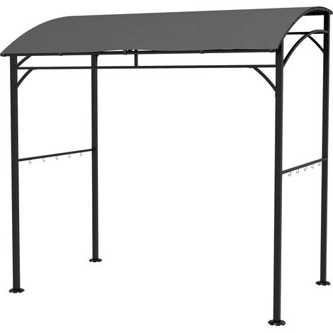 Grillpavillon 215 x 150 x 220 cm Wasserabweisend Gartenpavillon mit Gebogendach, Gartenlauben mit Haken, BBQ Pavillon, Gartenzelt Grillzelt Partyzelt für Garten Party Picknick BBQ, Dunkelgrau Aosom