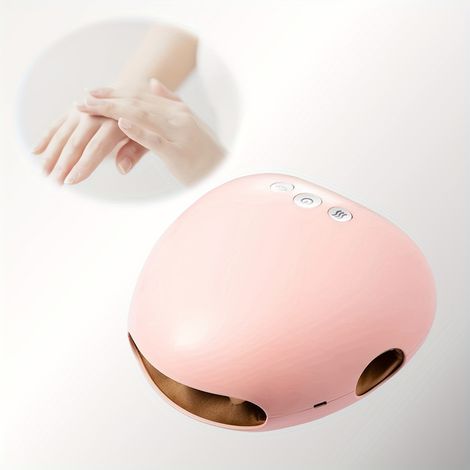 Masajeador de manos recargable con calefacción, 3 modos, intensidad y temperatura ajustables, carga USB, masaje con separación de dedos - rosa. (1/5)