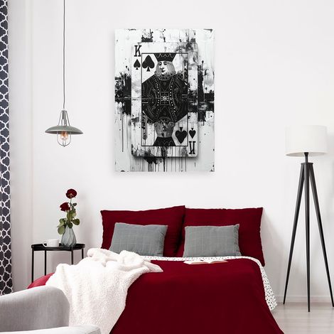 Wandbild Karten Pik König Glücksspiel Schwarz und Weiß Abstrakt 40x60 (1/4)