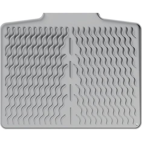 Silicone-Abtropftuch für Küchenarbeitsplatte, rutschfest, mit Abfluss, hitzebeständig, 39 x 33 cm, hellgrau (1/5)