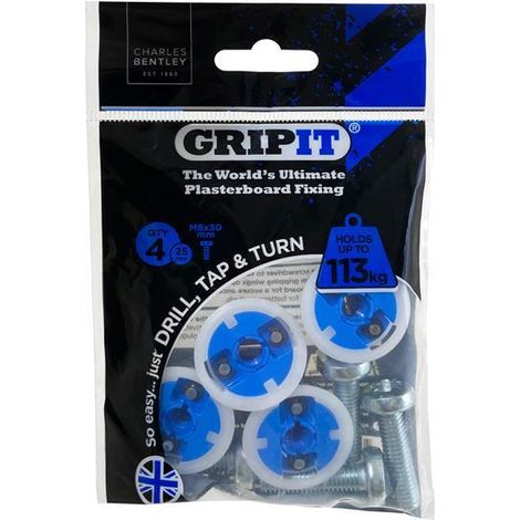 Gripit GP254 Blue Plasterboard Fixings 25mm (Pack 4) GRP254 (1/5)