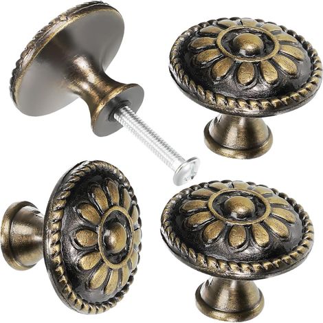 Lot de 4 poignées tiroir vintage pour meubles et armoires, au design élégant. (1/5)