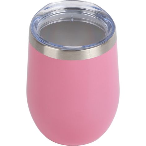 Tasse œuf 12oz en acier inoxydable 304, forme U isolante, ventre rond rose (1/5)