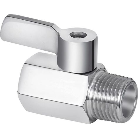 Robinet d'arrêt pour pommeau de douche, mini-robinet à bille en acier inoxydable 304, filetage NPT (1/2 pouce mâle x 1/2 pouce), lot de 1 (1/5)