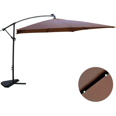 Sonnenschirm braun gerade quadratisch 3 x 3 m LED SOLENZARA