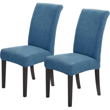 Housses de chaises de restaurant lavables - conviennent pour la maison, l'hôtel et les banquets (bleu, lot de 2) (1/5)