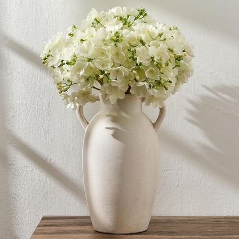 Vase en céramique de 24 cm en Terre Cuite avec poignées, Vase décoratif bohème pour décoration d'intérieur, Ferme, Salon, Table – Beige (1/5)