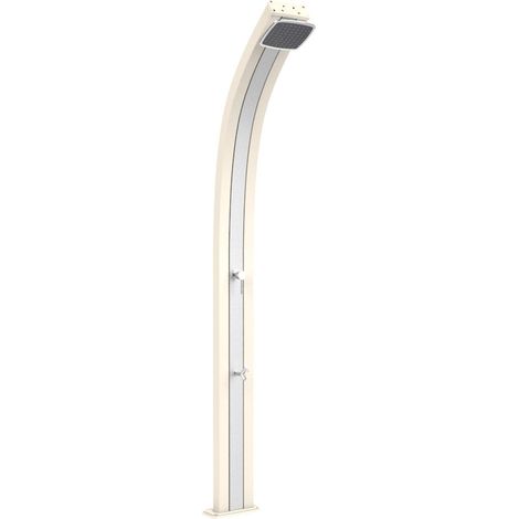 Doccia Solare da Esterno Giardino 30L Miscelatore e Lavapiedi Arkema Spring Fascia Inox Bianco Crem