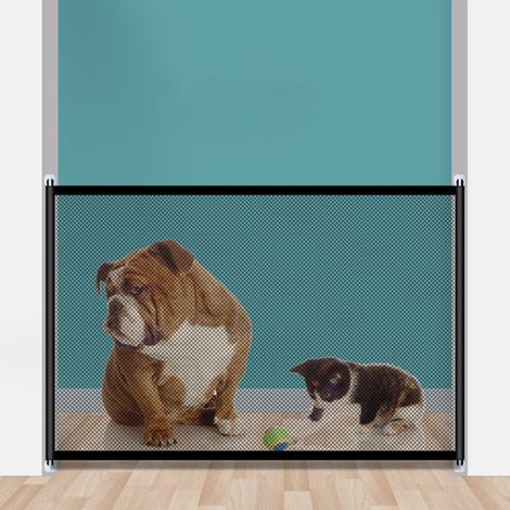 Barrière Pour Animaux - Barrière Pliable Pour Escaliers Et Portes - Maille Nylon Douce - Fixation Sans Perçage - 180 x 72 cm