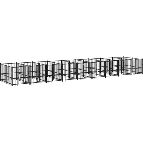 Maison Exclusive - Chenil d'extérieur pour chiens Acier 16,89 m²