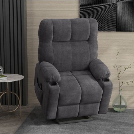 Fauteuil relax électrique releveur, massant et chauffant, 3 modes, 8 moteurs, gris foncé HAVRYA (1/5)
