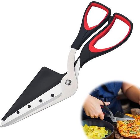 Forbici per pizza 2 in 1/Coltello per pizza, 27,5 cm, Forbici per pizza/Taglia pizza/Pala per pizza in acciaio inossidabile, Pala per pizza/Forbici da cucina 2 in 1, Facile da tagliare (1/5)
