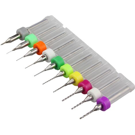 10pcs 0.1-1.0mm PCB CNC Print Circuit Board Carbide Micro Drill Bits Set Tool