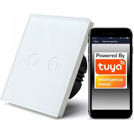 TUYA WiFi-Touch-Schalter, 2-polig, weiß mit N/ohne N (1/5)