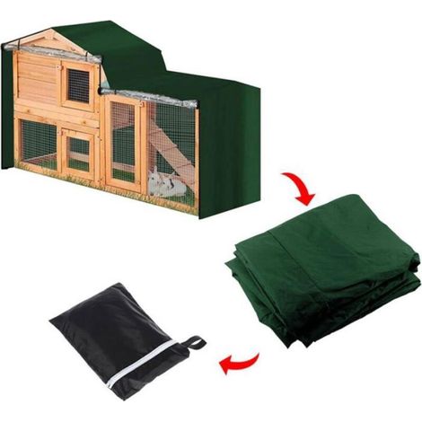 Housse pour clapier triangulaire — Tissu Oxford 210D imperméable (180 x 52 x 86 cm, vert) (1/5)