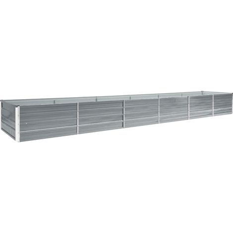 Lit surélevé de jardin-Jardinière surélevée-Bac de jardin surélevé Acier galvanisé 480x80x45 cm Gris (1/5)