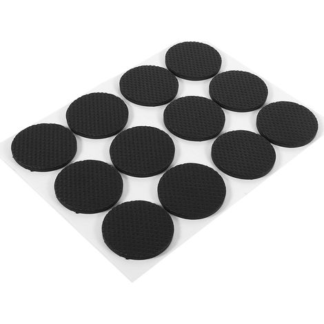 Lot de 12 patins de protection ronds en caoutchouc auto-adhésifs noirs pour meubles (canapé, table, chaise).