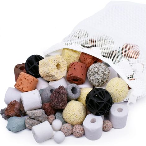12 Média filtrant, sac en maille, céramique, charbon actif, aquarium (1/5)