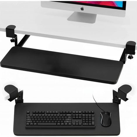 Support Sous Le Bureau - Noir - 75 × 24 Cm - Montage Sans Perçage - Support Réglable (1/5)