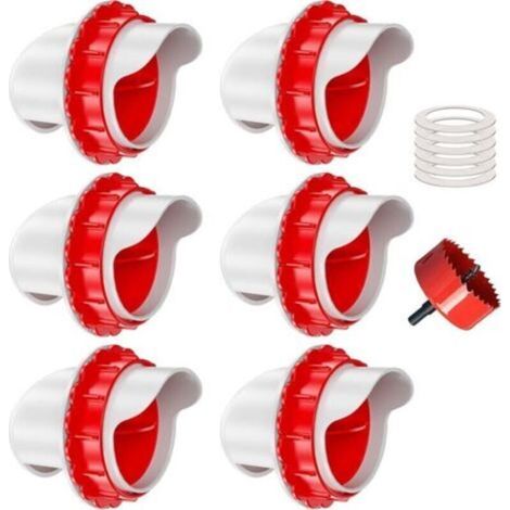 Mangeoires à volaille DIY sans gaspillage, 6 ports avec scie cloche pour seaux, abreuvoirs (1/4)
