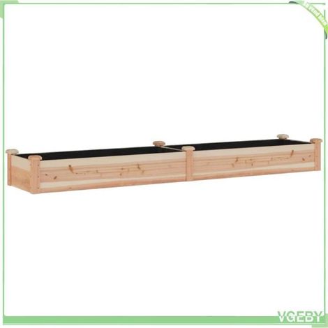 Lit surélevé de jardin - FAFEICY - 364295 - Bois massif sapin - Doublure incluse - 240x45x25 cm (1/5)
