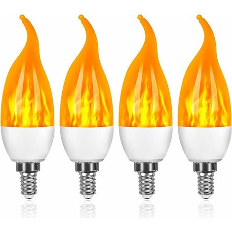 Lampada a fiamma di candela a LED FOREHILL, modello di lampada a fiamma con simulazione di punta a bolla, modalità a tre velocità, luce gialla, E14, 4 pezzi (1/4)