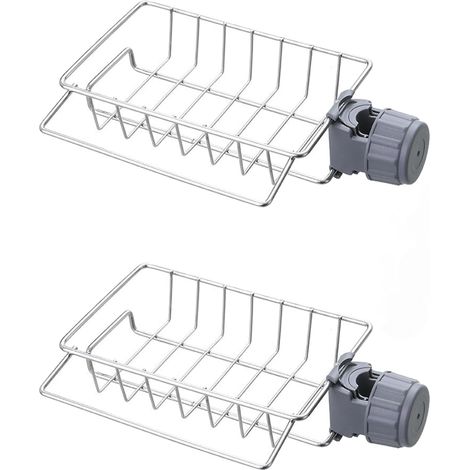Estante de ducha de acero inoxidable, apto para tubos redondos de 18-25 mm, 17,5 x 14,5 cm, 2 unidades. (1/4)