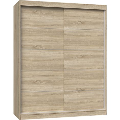 Armadio scorrevole moderno da 160 cm in rovere Sonoma con listelli decorativi - Spazioso, funzionale, perfetto per la camera da letto (1/5)
