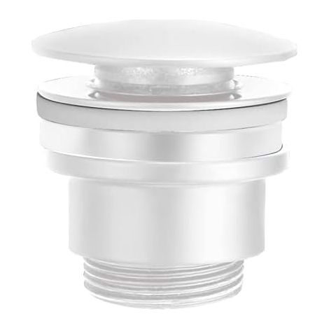 1 Bonde clic-clac, Laiton, Blanc mat, Filetage 1 1/4, Lavabo bidet avec ou sans trop-plein (1/2)